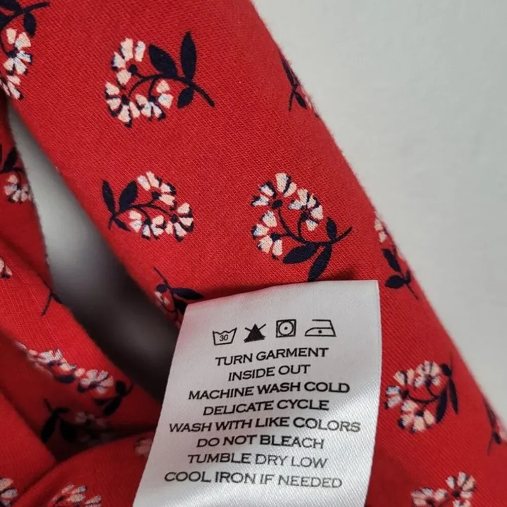 Draper James Size 1X Floral Long Sleeve Shirt Cotton Modal Stretch Red Navy - Picture 10 of 11